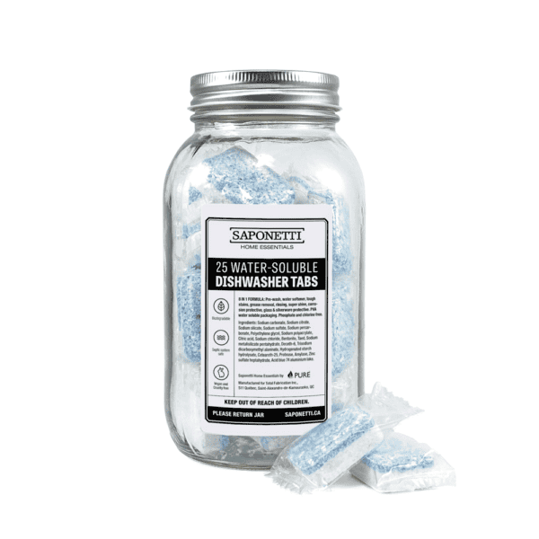 Saponetti Essentials Dishwasher Tabs – Non-toxic, Refillable jar